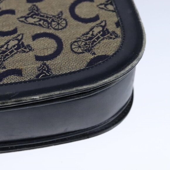 Authentic CELINE C Sulky Shoulder Bag Canvas Leather Navy - Picture 8 of 16